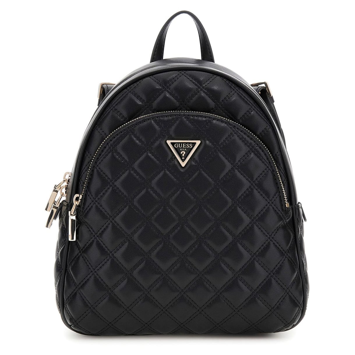 Guess Damenrucksack Giully II Dome Backpack (HWQG) black, Damen Handtasche schwarz aus Kunstleder