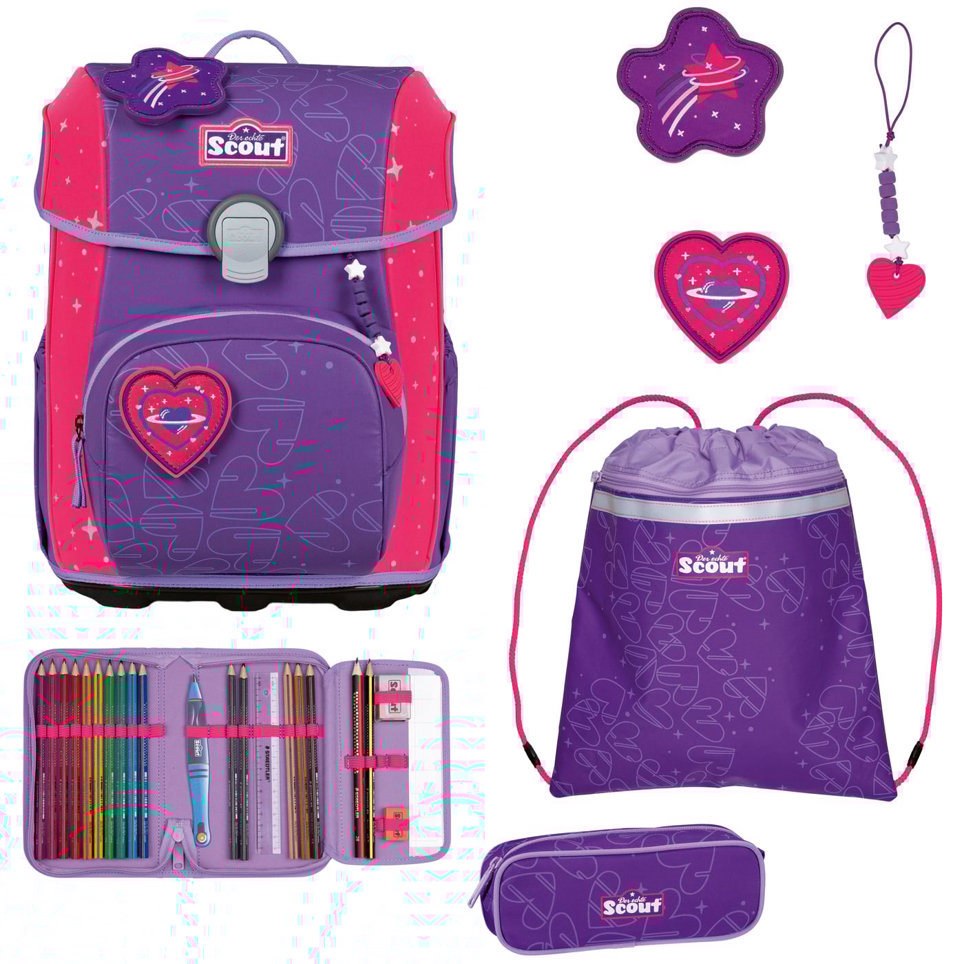Scout Schulranzen Set 4tlg. Neo Heartbeat (2026)