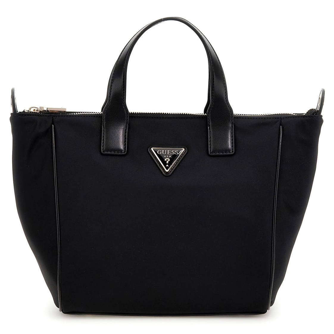 Guess Henkeltasche Follie Small Tote (TWNN) black, Damen Handtasche schwarz aus Kunstleder