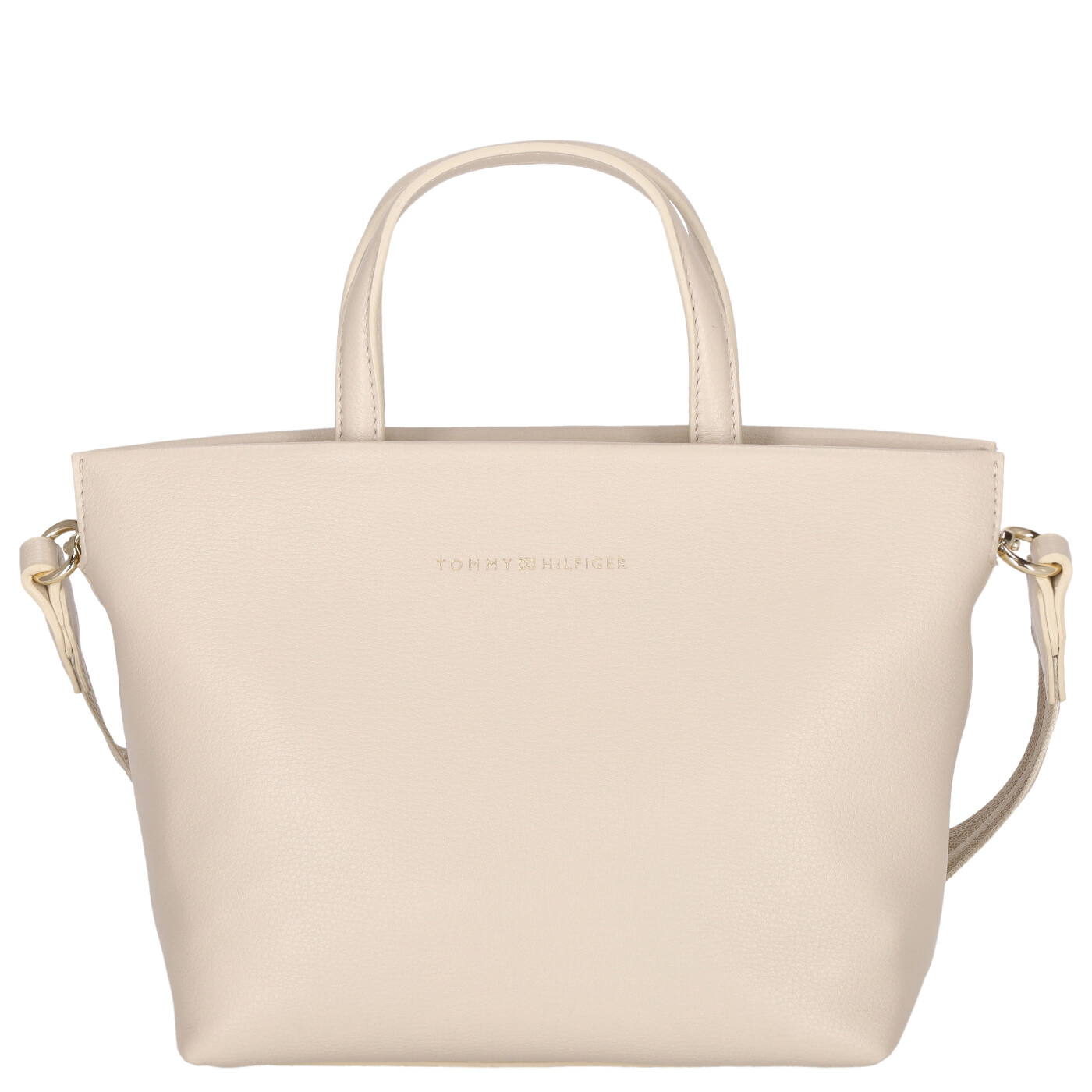 Tommy Hilfiger Henkeltasche TH Logotape Mini Tote classic beige, Damen Handtasche beige aus Kunstleder
