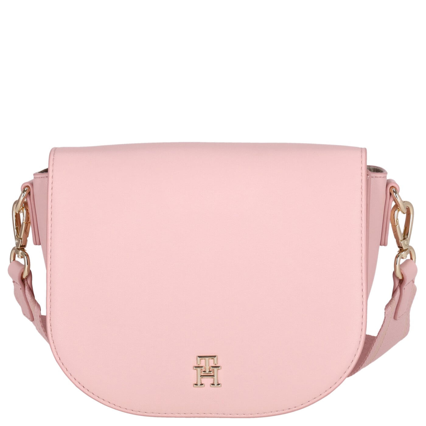 Tommy Hilfiger Umhängetasche TH Logotape Saddle Bag foggy pink, Damen Handtasche rosa aus Kunstleder