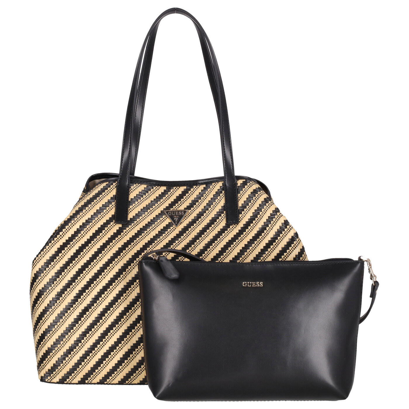 GUESS Vikky II Large Tote Shopper – Schwarz, Mit Abnehmbarer Utensilientasche, Elegant & Praktisch
